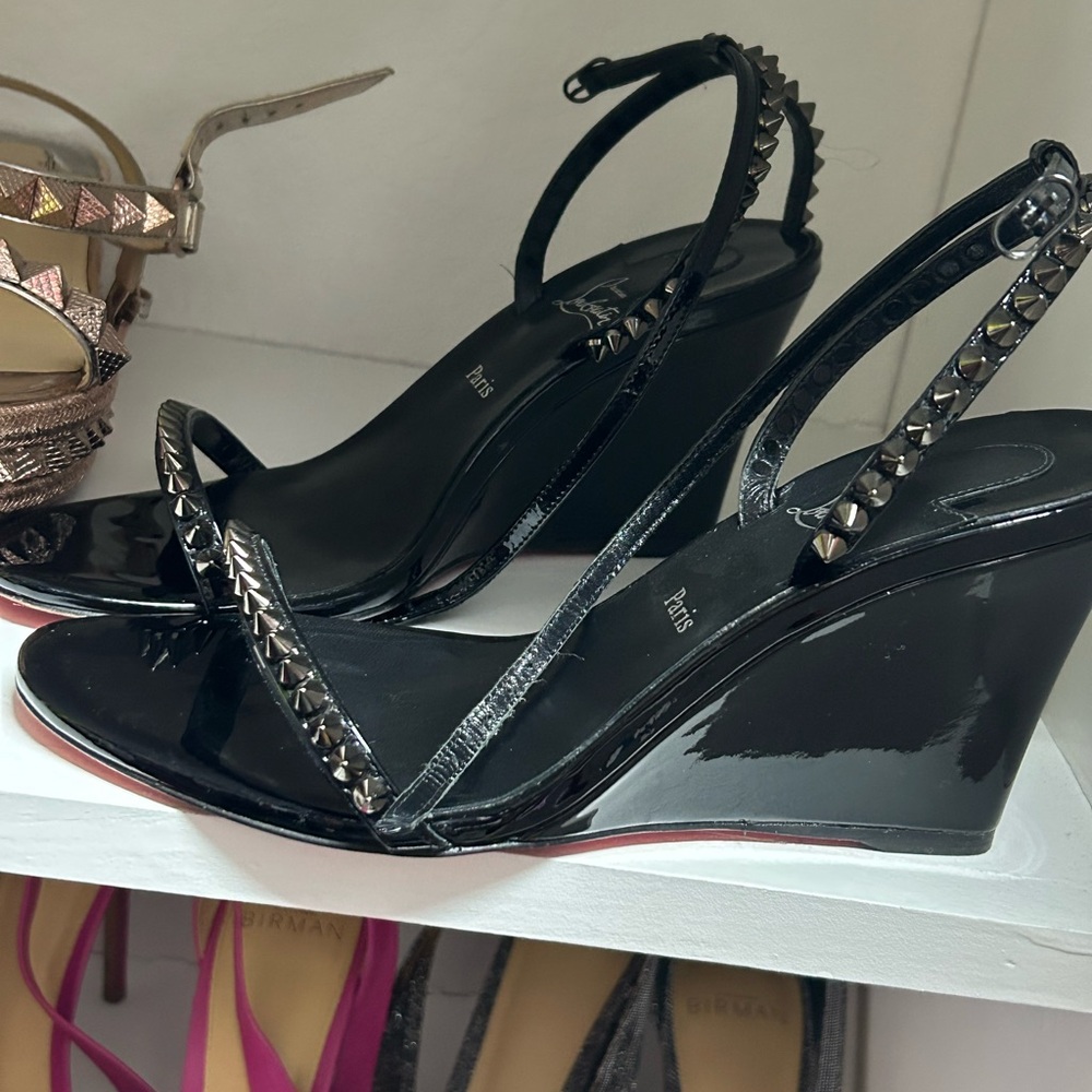 Christian Loubiton So Me 85 Black Wedge size 37